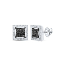 Load image into Gallery viewer, 10kt White Gold Square Black Diamond Earrings - Bold and Brilliant Men&#39;s Jewelry - Alternate view 1 from Splendid Jewellery