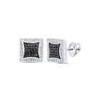 10kt White Gold Square Black Diamond Earrings - Bold and Brilliant Men's Jewelry - Alternate view 1 from Splendid Jewellery