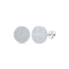 Load image into Gallery viewer, 10kt White Gold Men&#39;s Round Diamond 3D Circle Earrings - Captivating Brilliance - Alternate view 1 from Splendid Jewellery