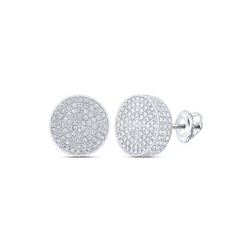 10kt White Gold Men's Round Diamond 3D Circle Earrings - Captivating Brilliance - Alternate view 1 from Splendid Jewellery