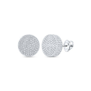 Men's Diamond Earrings | 10kt White Gold Mens Round Diamond 3D Circle Earrings 7/8 Cttw | Splendid Jewellery GND