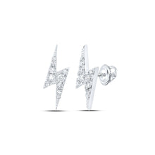 Load image into Gallery viewer, Bolt Lightning Stud Earrings in 10kt White Gold with 1/6 Ct.t.w. Round Diamonds - Alternate view 1 from Splendid Jewellery