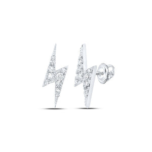 Men's Diamond Earrings | 10kt White Gold Mens Round Diamond Bolt Lightning Stud Earrings 1/6 Cttw | Splendid Jewellery GND