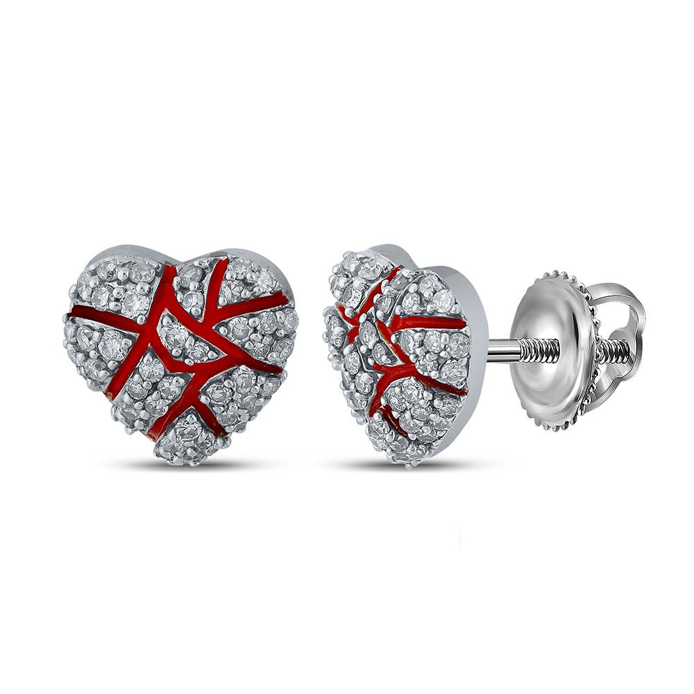 Men's Diamond Earrings | 10kt White Gold Mens Round Diamond Broken Heart Cluster Earrings 1/2 Cttw | Splendid Jewellery GND
