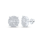 10kt White Gold Men's Round Diamond Circle Cluster Earrings - 1 Cttw | Exquisite Brilliance - Alternate view 1 from Splendid Jewellery