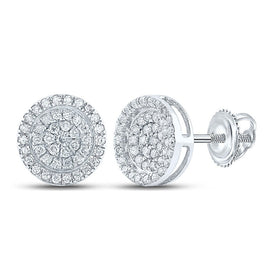10kt White Gold Men's Round Diamond Circle Cluster Earrings - 1/3 Cttw | Splendid Jewellery - Alternate view 1 from Splendid Jewellery