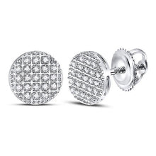Load image into Gallery viewer, 10kt White Gold Men&#39;s Round Diamond Circle Cluster Earrings 1/6 Cttw | Dazzling Brilliance - Alternate view 1 from Splendid Jewellery