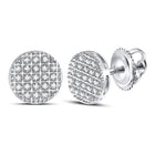10kt White Gold Men's Round Diamond Circle Cluster Earrings 1/6 Cttw | Dazzling Brilliance - Alternate view 1 from Splendid Jewellery