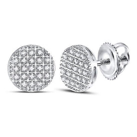 10kt White Gold Men's Round Diamond Circle Cluster Earrings 1/6 Cttw | Dazzling Brilliance - Alternate view 1 from Splendid Jewellery
