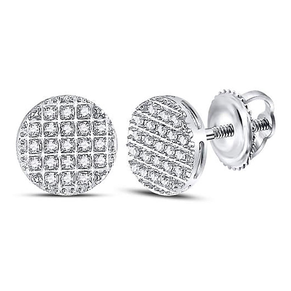 Men's Diamond Earrings | 10kt White Gold Mens Round Diamond Circle Cluster Earrings 1/6 Cttw | Splendid Jewellery GND