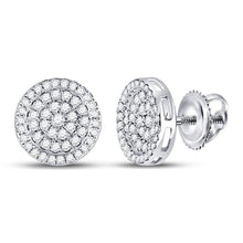 Load image into Gallery viewer, 10kt White Gold Men&#39;s Round Diamond Circle Earrings - Exquisite Brilliance - Alternate view 1 from Splendid Jewellery
