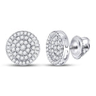 10kt White Gold Men's Round Diamond Circle Earrings - Exquisite Brilliance - Alternate view 1 from Splendid Jewellery