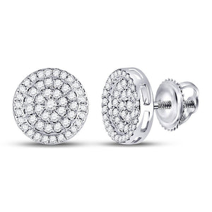 Men's Diamond Earrings | 10kt White Gold Mens Round Diamond Circle Earrings 1/2 Cttw | Splendid Jewellery GND