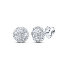 Load image into Gallery viewer, 10kt White Gold Men&#39;s Round Diamond Circle Earrings - A Dazzling Statement of Style - Alternate view 1 from Splendid Jewellery