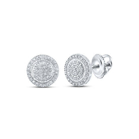 10kt White Gold Men's Round Diamond Circle Earrings - A Dazzling Statement of Style - Alternate view 1 from Splendid Jewellery