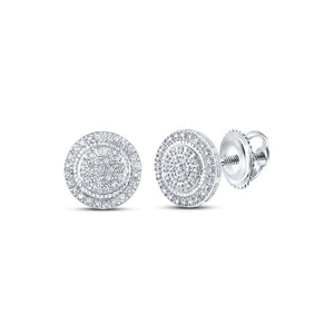 Men's Diamond Earrings | 10kt White Gold Mens Round Diamond Circle Earrings 1/4 Cttw | Splendid Jewellery GND