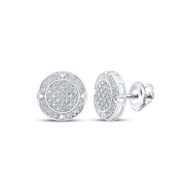 10kt White Gold Men's Round Diamond Circle Earrings - 1/4 Cttw | Splendid Jewellery - Alternate view 1 from Splendid Jewellery