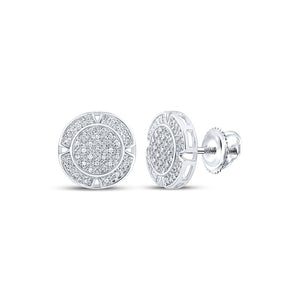 Men's Diamond Earrings | 10kt White Gold Mens Round Diamond Circle Earrings 1/4 Cttw | Splendid Jewellery GND