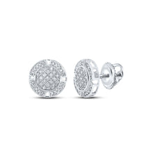 Load image into Gallery viewer, 10kt White Gold Men&#39;s Round Diamond Circle Earrings 1/5 Cttw | Dazzling Elegance - Alternate view 1 from Splendid Jewellery