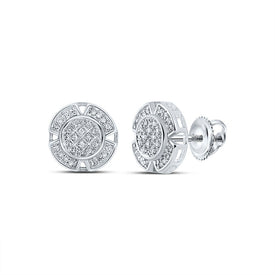 10kt White Gold Men's Round Diamond Circle Earrings - 1/6 Cttw | Exquisite Jewellery - Alternate view 1 from Splendid Jewellery