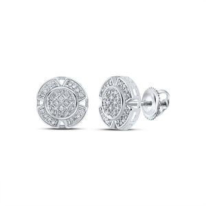 Men's Diamond Earrings | 10kt White Gold Mens Round Diamond Circle Earrings 1/6 Cttw | Splendid Jewellery GND
