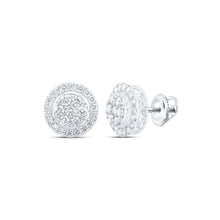 Load image into Gallery viewer, 10kt White Gold Men&#39;s Round Diamond Cluster Earrings - 1-1/4 Carat Total Weight: A Brilliant Statement of Style and Elegance - Alternate view 1 from Splendid Jewellery