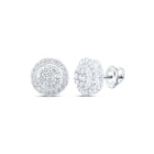 10kt White Gold Men's Round Diamond Cluster Earrings - 1-1/4 Carat Total Weight: A Brilliant Statement of Style and Elegance - Alternate view 1 from Splendid Jewellery