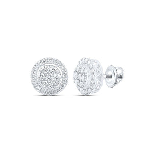 Men's Diamond Earrings | 10kt White Gold Mens Round Diamond Cluster Earrings 1-1/4 Cttw | Splendid Jewellery GND