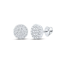 Load image into Gallery viewer, 10kt White Gold Men&#39;s Round Diamond Cluster Earrings - Exquisite Brilliance - Alternate view 1 from Splendid Jewellery
