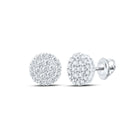 10kt White Gold Men's Round Diamond Cluster Earrings - Exquisite Brilliance - Alternate view 1 from Splendid Jewellery