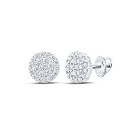 10kt White Gold Men's Round Diamond Cluster Earrings - Exquisite Brilliance - Alternate view 1 from Splendid Jewellery