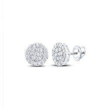 Load image into Gallery viewer, 10kt White Gold Men&#39;s Round Diamond Cluster Earrings - Exquisite Brilliance - Alternate view 1 from Splendid Jewellery
