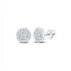 10kt White Gold Men's Round Diamond Cluster Earrings - Exquisite Brilliance - Alternate view 1 from Splendid Jewellery