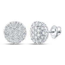 Load image into Gallery viewer, 10kt White Gold Men&#39;s Round Diamond Cluster Earrings - 1-5/8 Cttw | Dazzling Brilliance - Alternate view 1 from Splendid Jewellery