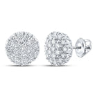 10kt White Gold Men's Round Diamond Cluster Earrings - 1-5/8 Cttw | Dazzling Brilliance - Alternate view 1 from Splendid Jewellery