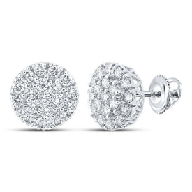 10kt White Gold Men's Round Diamond Cluster Earrings - 1-5/8 Cttw | Dazzling Brilliance - Alternate view 1 from Splendid Jewellery