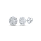 10kt White Gold Men's Round Diamond Cluster Earrings - Exquisite Brilliance - Alternate view 1 from Splendid Jewellery