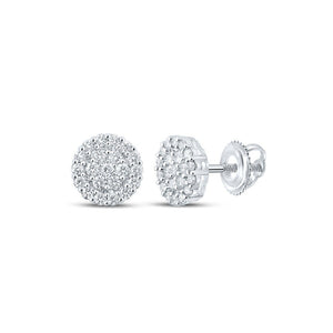 Men's Diamond Earrings | 10kt White Gold Mens Round Diamond Cluster Earrings 1-5/8 Cttw | Splendid Jewellery GND