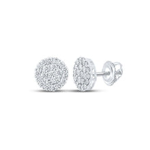 Load image into Gallery viewer, 10kt White Gold Men&#39;s Round Diamond Cluster Earrings - Dazzling Brilliance - Alternate view 1 from Splendid Jewellery