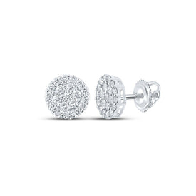 10kt White Gold Men's Round Diamond Cluster Earrings - Dazzling Brilliance - Alternate view 1 from Splendid Jewellery