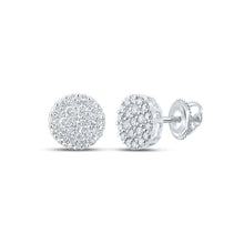 Load image into Gallery viewer, 10kt White Gold Men&#39;s Round Diamond Cluster Earrings - 1 Cttw | Exquisite Brilliance - Alternate view 1 from Splendid Jewellery