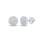 10kt White Gold Men's Round Diamond Cluster Earrings - 1 Cttw | Exquisite Brilliance - Alternate view 1 from Splendid Jewellery