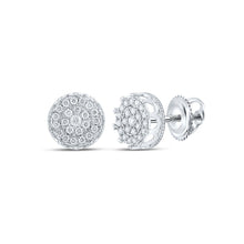 Load image into Gallery viewer, 10kt White Gold Men&#39;s Round Diamond Cluster Earrings - 1 Cttw | Exquisite Brilliance - Alternate view 1 from Splendid Jewellery
