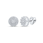 10kt White Gold Men's Round Diamond Cluster Earrings - 1 Cttw | Exquisite Brilliance - Alternate view 1 from Splendid Jewellery