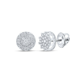 10kt White Gold Men's Round Diamond Cluster Earrings - 1 Cttw | Exquisite Brilliance - Alternate view 1 from Splendid Jewellery