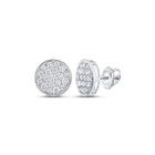 Sparkling Brilliance: Men's 10kt White Gold Round Diamond Cluster Earrings (1 Cttw) - Alternate view 1 from Splendid Jewellery