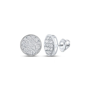 Men's Diamond Earrings | 10kt White Gold Mens Round Diamond Cluster Earrings 1 Cttw | Splendid Jewellery GND