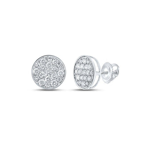 Men's Diamond Earrings | 10kt White Gold Mens Round Diamond Cluster Earrings 1/2 Cttw | Splendid Jewellery GND