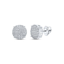 Load image into Gallery viewer, 10kt White Gold Men&#39;s Round Diamond Cluster Earrings - Captivating Brilliance - Alternate view 1 from Splendid Jewellery