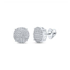 10kt White Gold Men's Round Diamond Cluster Earrings - Captivating Brilliance - Alternate view 1 from Splendid Jewellery